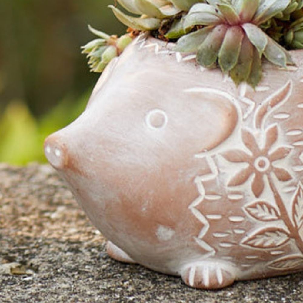 Bangladesh Small Rustic Floral Succulent Terracotta Owl Planter