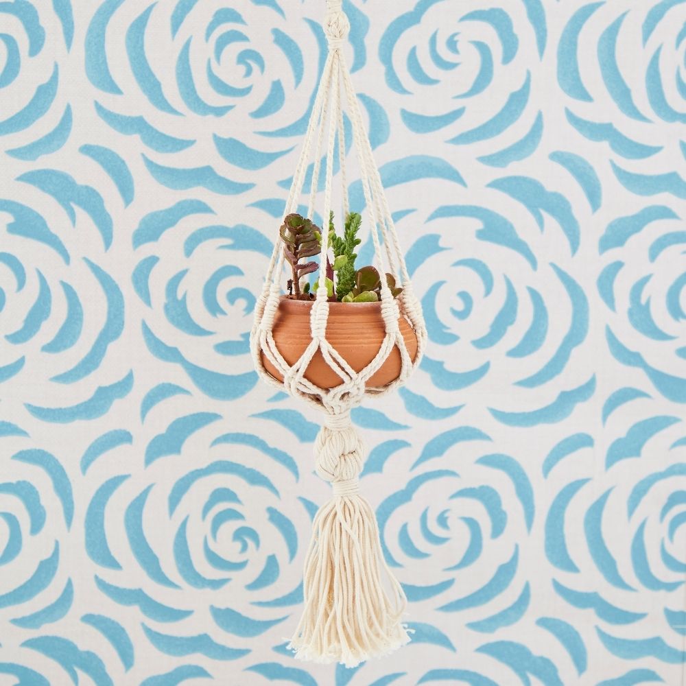 Bangladesh Mini Terracotta Macrame Hanging Succulent Pot