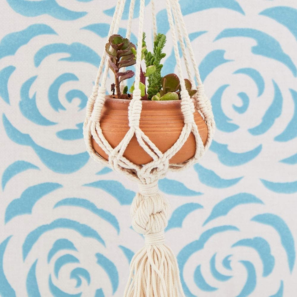 Bangladesh Mini Terracotta Macrame Hanging Succulent Pot